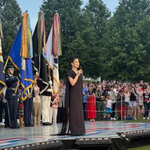 Ruthie Ann Miles Instagram - HUGE THANK YOUs to the small group of magic makers who made this Memorial Day as meaningful and special as it was fun and, well, memorable. It was a privilege to sing our National Anthem once again at our Nation's Capitol for @pbs. 

In this @memdaypbs program we celebrated and remembered our military service men and women & their families for their sacrifice and commitment to serve our country in fighting for our freedom, both domestic & abroad. We paid special tribute to and mourned with our Gold Star Families, who paid the ultimate price for our freedom. What an honor and privilege to sing for them. 

I had the special honor of singing to and for fellow Kama'aina, Vietnam War Veteran and Gold Star Father Sergeant Allen Hoe and his living son Sergeant Nakoa Hoe, as we remembered their fallen son/brother, Army 1st Lieutenant Nainoa Hoe. It was a very emotional evening for us all. 

Thank you again, everyone. @fogelsean, @michaelcarney @dustinflores and SAMMY RATELLE I really could not have done the weekend without you! 

Fashion Direction by @sammyratelle 
Hair and Make-Up by @alipohanka 
Wearing @bibhumohapatra 
Fine Jewelry by @andreolifinejewelry 

Special thank you to @zarazaman for extra care and guidance, and to @kahulalea for the gorgeous Keala Quilt Hawai'i inspired gold dress~