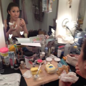 Ruthie Ann Miles Instagram - Part Five. 

When I was 2 weeks postpartum Clint called to say I’d be wearing a bathing suit.
Abby was just over a month old when we started rehearsals at the Public - incidentally the same month when we shot Annie Leibovitz’ Vogue piece. And NYMag. I was so bloated and full to bursting. 

I could barely walk to the subway. I cried so much, so often. Everything hurt. (I cursed Korins’ Hypnobirthing.) 

The worst was I was barely sleeping. I pumped milk every two hours in the bathroom where everyone did their business b/c there was no open dressing room yet. Eventually one opened up & I brought in a playpen so Abby could nap & spend her days with me. It was the greatest, greatest gift. 

From utero she knew the songs. She sang them, danced to them, played them on piano (and xylophone. Don’t gift toddlers xylophones), sometimes even let me harmonize with her. 
SevenYears was her midnight bathroom lullaby. She watched anything where David was dancing. (She loved his music, but mostly his dancing.) I have more videos than I care to count of Abby singing our songs - because she listened to the show every day thru the monitors. In her bones. 

Between shows George and Jeigh zoomed her around in laundry baskets. Airplanes. Rollercoasters.  We ate a lot of Library fries. I put too much Oregano Oil into Conrad’s mouth. Sorry about that. 

Justin told me stories about Sharon Jones.

Every professional or production photo was taken  when I was within 100 days of giving birth. Posterity photos are forever. I’ve learned to be less critical of them, but my vanity does sometimes makes me look away.