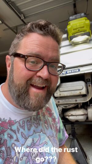 Rutledge Wood Instagram - Day 3 of having my mind blown by @evapo_rust by @crcauto This is an insane transformation! I’ll of course want to treat all this stuff after so it doesn’t just rust again, but this stuff is next level! @ryobitoolsusa always helping in my garage too!