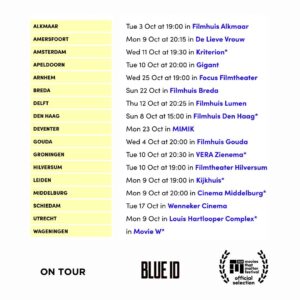 Rüzgar Erkoçlar Instagram - #BlueID will be “On Tour” in the #Netherlands in #October 2023!

Slide for the screening dates. 👉🏼

Movies that Matter On Tour program will kick off with #BlueID and you can catch the film at movie theaters in 17 cities throughout the Netherlands- in combination with in-depth programs featuring introductions, panels and Q&As.⁠ 

Get your tickets now. 🎟💙

💙

#BlueID'nin Ekim ayında #Hollanda'da, 17 şehirde gerçekleşecek turnesi için çok heyecanlıyız!

Turne tarihleri için kaydırın. 👉🏼

Bu şahane gösterim seçkisini kaçırmamanız dileğiyle. #BlueID #Hollanda şehirlerindeki sinema salonlarını, tanıtım, soru-cevap ve performans gibi derinlemesine bir programla dolduracak.

Biletlerinizi festival web sitesinden temin edebilirsiniz. 🎟💙

#BlueIDFilm #film #festival #filmfestival #theNetherlands #Hollanda @burku @vuslatkaran @moxiefilm @heimatlosfilms @ruzgar_erkoclar @robertmurrayjamieson @medyagaga @thisiszu