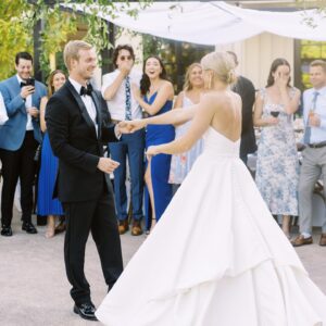 Ryan McCartan Instagram - In this picture, one of Ryan’s oldest and dearest friends ever begins his first dance with his now wife to the song PINK AND GREEN BY RYAN MCCARTAN; and Ryan— pictured behind him, panicking and fighting tears— had no idea it was going to happen. (Swipe to zoom) #LaPointeAtLast 📸: @ashbaumgartner
