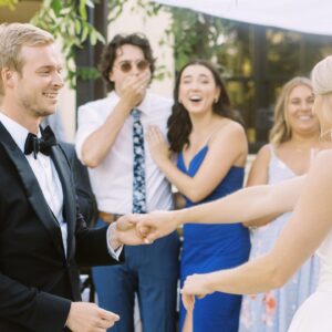Ryan McCartan Instagram - In this picture, one of Ryan’s oldest and dearest friends ever begins his first dance with his now wife to the song PINK AND GREEN BY RYAN MCCARTAN; and Ryan— pictured behind him, panicking and fighting tears— had no idea it was going to happen. (Swipe to zoom) #LaPointeAtLast 📸: @ashbaumgartner