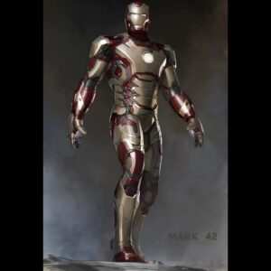 Ryan Meinerding Instagram - This is an image of the Mark 42 I painted to start as a base to figure out the color scheme of the Mark 43 for Avengers: Age of Ultron.  Had a blast designing this guy with @philjdsaunders for Iron Man 3.