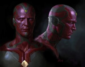 Ryan Meinerding Instagram - Here is one of my final design images for Vision from Avengers: Age of Ultron.  It was an amazing honor to work on this.  WandaVision is so much fun!