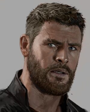Ryan Meinerding Instagram - Thor from Avengers:  Infinity War!  This is most of my contribution to his look from the film, including his overall design, Stormbreaker, his eyepatch and his new eye.  All of these were done in preproduction and all the designs changed as they were brought to life by the different departments on the film.  Everyone did such an incredible job, and @chrishemsworth is amazing!  A polished model of Stormbreaker was done by the amazing @adamwross