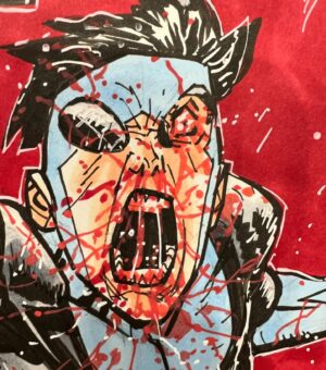 Ryan Ottley Instagram - Day one of @houstoncomicpalooza is done! Here’s a blue costume pissed off bloody INVINCIBLE commission for you.