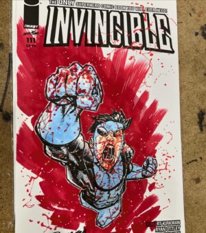 Ryan Ottley Instagram - Day one of @houstoncomicpalooza is done! Here’s a blue costume pissed off bloody INVINCIBLE commission for you.