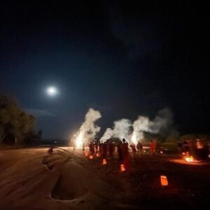 Saba Douglas-Hamilton Instagram - A magical evening @elephantwatchcamp with the moon rising just before midnight (at 22:22!) … like the glowing egg of a bird of Paradise, hatching in the dawn of a new year. 

It’s a great relief to bid farewell to what has been a painful and tumultuous 2023. And I’m hoping - with all my heart - that this coming year will be resplendent with health, happiness, joy, laughter, hope, love, peace, compassion, courage and a thousand blessings from N’kai to everyone … then ripple out far beyond the human family, with equal force, to bless and protect all species (especially the wild and endangered) and ecosystems that make up this exquisite biosphere on Earth. 🐍 🦋 🦂🦍🦛🦒🐆🐊🦎🦒🦚🦜🌵🍄🪺🌖💛