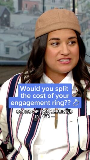 Sabrina Jalees Instagram - How would you feel about splitting the cost of an engagement ring? 💍🤔

Here’s the situation: someone wrote into an advice column saying that she and her fiancé are tying the knot next year, but since marriage isn’t something he really cares about, there was no official proposal and the celebration will be small...AND when it came time to purchase the engagement ring, her partner decided the pair should split the cost equally. 

What’s your take on this?! Would you be offended being asked to split the cost of the ring, or is this a reasonable ask?

Find the rest of our hot takes in convo with comedian @sabrinajalees at the link in the show’s bio! 

P.S. – Don’t miss an all-new season of @farmingforlovectv premiering TONIGHT (Wednesday) at 10 pm ET/PT on @CTV!! 🧑‍🌾