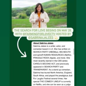 Sabrina Jalees Instagram - Incredibly excited to say @farmingforlovectv is premiering May 28th on @ctv - this format has resulted in 480 children and 197 marriages and you can go ahead and add another to the tally because I have FALLEN IN LOVE WITH THIS SHOW. Discovering outrageously beautiful parts of BC with Wolfie and Shauna was the cherry on top. Best crew, best farmers, best and most beautiful REAL love stories. Okay signing off to cry now 🥹 LET THE LOVE IN MAY 28, CANADA! Thank you to to everyone at @larkproductions and @ctv for folding me into the fairytale. ❤️ 🐰