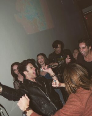 Sacha Carlson Instagram - a criminally fun night of karaoke 🪩🎉🕺