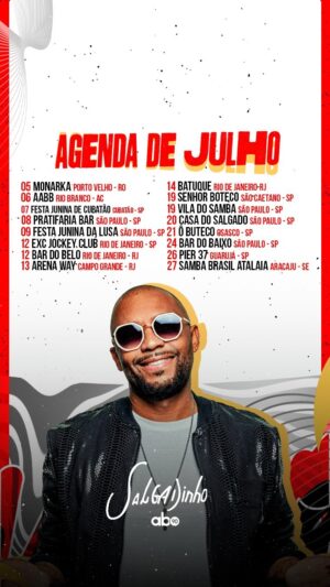 Salgadinho Instagram - Agenda de Julho no ar 🚀🎶❤️ Em qual show eu posso te esperar? 👇🏿✍🏿