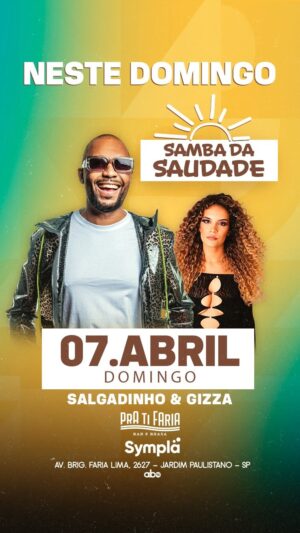 Salgadinho Instagram - Hoje é dia de “SAMBA DA SAUDADE” no @pratifaria e vc não pode perder! 

Garanta seu ingresso no link da Bio 🔥🎶❤️