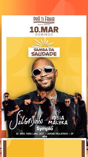 Salgadinho Instagram - Domingo é dia de “SAMBA DA SAUDADE” no @pratifaria O clima é exatamente esse do vídeo 🎶🔥❤️ Te esperamos pra curtir com a gente um Domingo como os de antigamente!