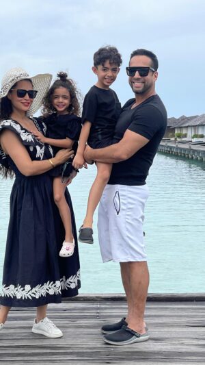 Salil Acharya Instagram - Mini photo shoot before we exit our #watervilla … rain , children under the weather but jist something magical and calming about the water … now onto our next beach .. #maldives
