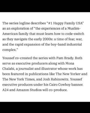 Salma Hindy Instagram - BIG NEWS 🥹♥️

Extremely elated, ecstatic and every level of excited to join this incredible cast on @ramy’s new adult animated series “#1 Happy Family USA” which is about a young Muslim boy growing up in Jersey whose whole life changes when 9/11 happens. An experience so specific and life defining for Muslims in the West. Coming to @primevideo v soooon illustrated by the flawless @monachalabi and written by the funniest humans I’ve EVER met- I can’t wait for you all to see 🤍

AND YES THAT IS ME UNDER MANDY MOORE
WHAT IS LIFE
Sorry teenager me can’t come to the phone right now? Why? Oh Cuz she’s binging a Walk to Remember for the 800th time. BYE.