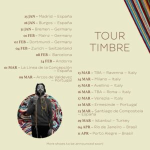 Salvador Sobral Instagram - 🇪🇸🇩🇪🇨🇭🇦🇩🇵🇹🇮🇹🇹🇷🇧🇷

First shows of the year! Can’t wait!

Tickets in bio or, in some cases, tickets will be available soon. 

TOUR IN ITALIA!!!

📣 BRASIL!!! A data no Rio de Janeiro foi alterada para dia 04 de Abril. Estamos a preparar uma tour linda e brevemente anunciaremos mais shows em abril no país maravilhoso

all TIMBRE art by @bysoldominguez & @dondejack_