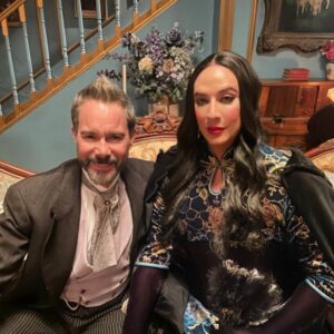 Salvatore Antonio Instagram - Our official engagement photo 💍. Two #slasherripper baddies: Basil and Salomè. (Also, my take on a period ‘Karen’ 😜).