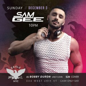 Sam Gee Instagram - NYC
See you Sunday night at @eaglenyc 🔥🦅
