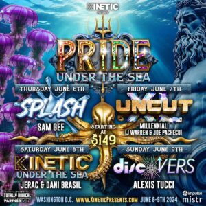 Sam Gee Instagram - WASHINGTON DC 🏳️‍🌈
Prepare to be transported to an aquatic wonderland as KINETIC Presents turns Echostage into the ultimate ‘Under the Sea’ experience! 🌊🐠🔱 
For KINETIC Pride 2024, expect larger-than-life production and another all-star lineup as we give back to our DC LGBTQ  community.  Weekend passes starting at $149 are now on sale at www.KineticPresents.com
