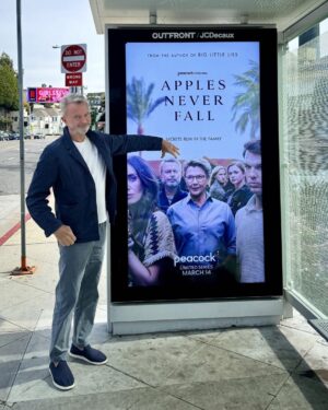 Sam Neill Instagram - Binged it yet ? Only 7 hours, and time flies when you’re having fun. Great cast, plus one old geezer . At a bus stop . #SunsetStrip #ApplesNeverFall #Peacock and many other platforms worldwide #TVNZ  etc
ALSO , JUST IN ( from #VARIETY ) VIEWERSHIP of #APPLES is up 1,900% from our PREMIERE on March 14 !! Word of mouth I guess …