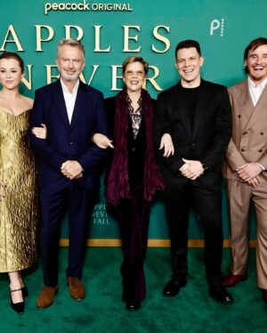 Sam Neill Instagram - PREMIERE ! Great night , all Delaneys present and correct , apart from our own @alisonbrie . Sorely missed . 
#annettebening @misterjakelacy @essierandles @conormerriganturner - love you all . 
Herewith random shots (swipe left for more ) ; Thanks particularly to @peacock @nbcuniversal @melaniemarnich @dankaplow #gregjacobs #cabrinaquesada #davidheyman #lianemoriarty @chrissweeney @shadforthandco . It was great to catch up with all the gang . Make sure you watch all of them in #ApplesNeverFall starting 14 March . They will break your heart . 
@binge @foxtel @tvnz.official @peacock