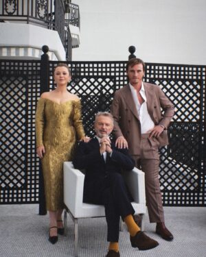 Sam Neill Instagram - PREMIERE!! Dressed and ready . @essierandles and @conormerriganturner
APPLES NEVER FALL 🍎 
Big night coming up @peacock
📸 @andiejjane