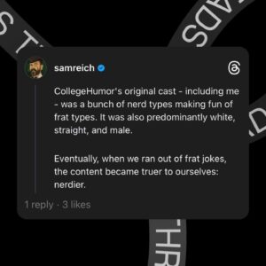 Sam Reich Instagram - CollegeHumor is dead. Long live Dropout. 👑