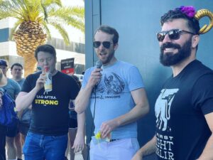 Sam Riegel Instagram - Fun nerd day at the picket line #wgastrong
