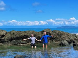 Sam Riegel Instagram - Oh also we went to Costa Rica and found the spot where I proposed and re-enacted it and had a lovely time.