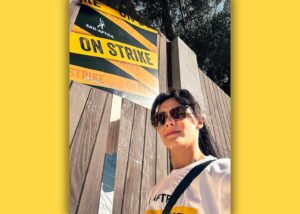 Samantha Win Instagram - 80 Days and counting. 

Trying to get your steps in? Come on out to the picket lines! ✊ Let’s (hopefully) finish strong! 

#nopaynoplay 

sagaftrastrike.org

#sagaftrastrong #sagaftrastrike #power2performers
