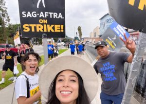 Samantha Win Instagram - 80 Days and counting. 

Trying to get your steps in? Come on out to the picket lines! ✊ Let’s (hopefully) finish strong! 

#nopaynoplay 

sagaftrastrike.org

#sagaftrastrong #sagaftrastrike #power2performers
