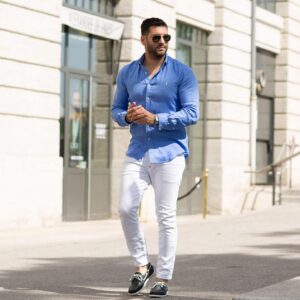 Samir Benzema Instagram - TOP 👍🏼 ou FLOP 👎🏼 pour mon nouveau look from @spartoogram #spartoogram #raplhlauren #shoes #jeans #chemise #myspartoo