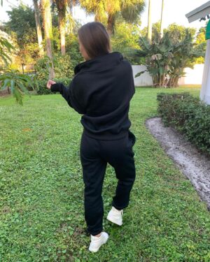 Sammi Barber Instagram - 🌴Just a girl with a Boca Raton library card 🤷‍♀️ Living my best “Retirement Home Wear” life 😉legit living in track suits and I’m here for the cozy life. Espically when FL gets chilly it’s a double win!