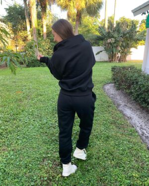 Sammi Barber Instagram - 🌴Just a girl with a Boca Raton library card 🤷‍♀️ Living my best “Retirement Home Wear” life 😉legit living in track suits and I’m here for the cozy life. Espically when FL gets chilly it’s a double win!