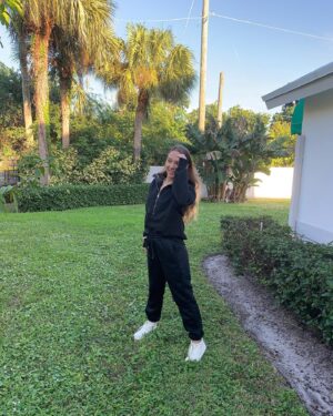 Sammi Barber Instagram - 🌴Just a girl with a Boca Raton library card 🤷‍♀️ Living my best “Retirement Home Wear” life 😉legit living in track suits and I’m here for the cozy life. Espically when FL gets chilly it’s a double win!