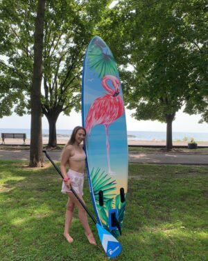 Sammi Barber Instagram - 🌊🥰 First paddle boarding experience and I’m already hooked thanks to @premierpaddleboards #brandpartner #premierpaddleboards #paddleboard #beachlife #paddleboards #canadapaddles 🌅

How do you think my first attempt in the water in the water went!? 💕

Code: Sammibarber saves you $25 off your own @premierpaddleboards purchase! Which design would you rock?