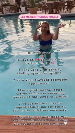 Sammi Barber Instagram - Hi, it’s me, Sammi. ✨🤍
I liked this little trend and thought I’d jump on.
Could we be friends?
Tell me something about yourself in the comments!

I want to share more authentically on here, so I’m going to challenge myself to dive a little deeper.

I’ve learnt a lot along my journey, and for me the biggest take away is that life should be lived genuinely. 
Burn out is real, and change can happen at any point in your life. 

Everybody holds value so let’s take our deserved seat at the table! ✨💕 #littlelife #gettoknowme #gettoknowmechallenge #gettoknowmebetter #reintroducemyself #gettoknowmetag #gettoknowme #introducemyself #introduceyourself #sammibarber #littlesammi #canadianactress #canadiancreators