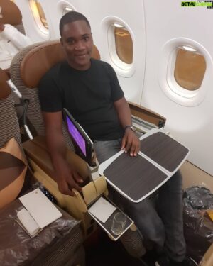 Samuel Abiola Robinson Instagram - My First time in Business Class. 😊 I upgraded my ticket so I could tell my future children that the first time I flew business class; I was a teenager 😆. I will be 20 on Saturday 😊😊😊 #dontjudgeme #specialoccasion #itsallvanity #paidtoupgradethateconomytickettobusinessclass