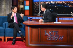 Sanjay Gupta Instagram - Since the earliest days of the pandemic, the brilliant @stephenathome has regularly invited me on @colbertlateshow @cbstv to take the pulse of the nation. Today, we talked about the prescription for the future in my new book #WorldWarC 11:30 tonight.