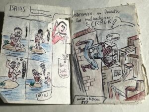 Santiago Segura Instagram - Esta mañana he encontrado una carpeta donde mi madre guardaba cuadernos, dibujos y notas de mi etapa colegial.
Recuerdo lo mucho que me gustaba Spiderman, recuerdo haber ese cómic que hice pero no recordaba el tamaño minúsculo al que lo dibujé, sería para trabajar menos o ahorrar papel. O para emular las novelillas gráficas de Vértice.
Que recuerdos!