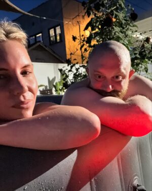 Sara Coates Instagram - Just a modern woman with an inflatable hot tub and a marigold tattoo