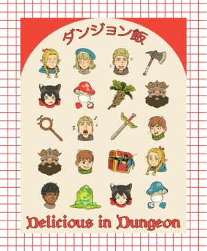 Sara Kipin Instagram - New mini Dungeon Meshi stickers for ECCC! 🥘🥟🍖🍡