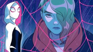 Sara Kipin Instagram - My piece for the upcoming Across the Spider-Verse exhibition at 
@gallerynucleus! Opening reception is on August 5 💖🤍💙