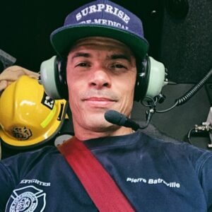Sara Racey-Batraville Instagram - If you disparage first responders please unfollow me!! Thanks! They are the first ones on the scene before any hospital, doctor, or family members at times. They’re running into the flames. The things these men and women see daily most of us couldn’t fathom.  And my husband is just pretty to look at too—“Hello Handsome” 😆 (Ah, firefighters 😍🥹). God Bless you Babe! You’re our HERO!!!!! @surprisefiremedical #firefighters