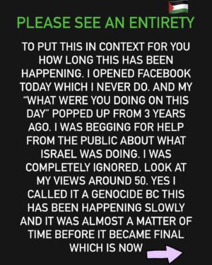 Sarah Alami Instagram - I really hope this puts things into perspective for you. This was in my stories 3 years ago! I was showing multiple videos of Palestinian civilian’s targeted. This didn’t start Oct 7th. Those of us who are Palestinian we have been begging you for years to listen. You ignore us and keep ignoring us while our buildings burn to the ground, settlers take over our homes and our people are killed. All coming up with the same excuse EVERY TIME. I’m so mad. I’m so sad. Why didn’t you listen???????! Look at them now #palestine #gaza #genocide #crimesagainsthumanity