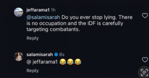 Sarah Alami Instagram - I can’t 😩🥴😅 This was a good one though. This guy really got me here #gaza #genocide #nonoccupation