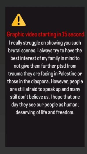 Sarah Alami Instagram - I’m so sorry. If you can’t see this I understand. It is blurred somewhat. It’s really hard to see. This is why international journalists are not allowed inside of #gaza I’m begging the world to speak. #ceasefire #palestine reposted and account to follow @nooh.xp