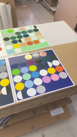 Sarah Morris Instagram - Finalizing “ Lunar”, my version of the 2020 calendar year with Paragon press in London. 12 silkscreened prints representing 12 months, 366 days. 53 colors. Edition of 68.