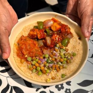 Saransh Goila Instagram - Some creations are born out of necessity or the toughest time of your life. Even small things like the way you look at your food! Episode No. 4 of #FeelsWaleMeals is all about Daliya and how it does not have to be boring and can be a complete meal if you want it to be. Thank you @agirlfromthehills for this Delishaaas meal for a whole week few years back :)
.
.
Daliya chili bowl 

To make the Chokha 

3 Tomatoes studded with garlic 
3 Green chilies 
Charr them well 
Peel them 
A handful of Coriander, chopped 
Salt to taste 
1 tbsp Mustard oil 
Mash everything well 

To make the Daliya 

1 tbsp Ghee 
1 tsp Jeera 
1 tbsp Garlic, chopped 
Sauté till golden brown
1 cup Dalia, soaked
Add water as required
Salt to taste 
Mix well 
& cook for 25 minutes on low to medium flame

To make the Paneer chili 

250g Paneer, diced 
2 Onions, diced 
1 Green capsicum, diced 
Add paneer to hot oil 
Sprinkle chili powder & salt to taste 
Shallow fry till GBC 😮‍💨🔥🤤
Once done remove & set aside 
In the same pan add 
1 tbsp Garlic, chopped 
1 inch Ginger, chopped 
1 Green chili, chopped 
Sauté till fragrant 
Add onions & capsicum 
1 tbsp Soy sauce 
1/2 tbsp Schezwan sauce 
1 tbsp Ketchup 
1/4 cup Water 
Mix well 
Add 1 tbsp Cornflour slurry 
Mix well 
Add the paneer & toss 

Look at that 😮‍💨🤤🔥

Mix sprouts, onions, coriander 
with some lemon juice & salt to taste 

To a bowl 
Add the daliya 
Paneer chili 
Tamatar ka chokha 
Sprouts salad 

Serve hot 

Delishaaas 😮‍💨🔥🤤